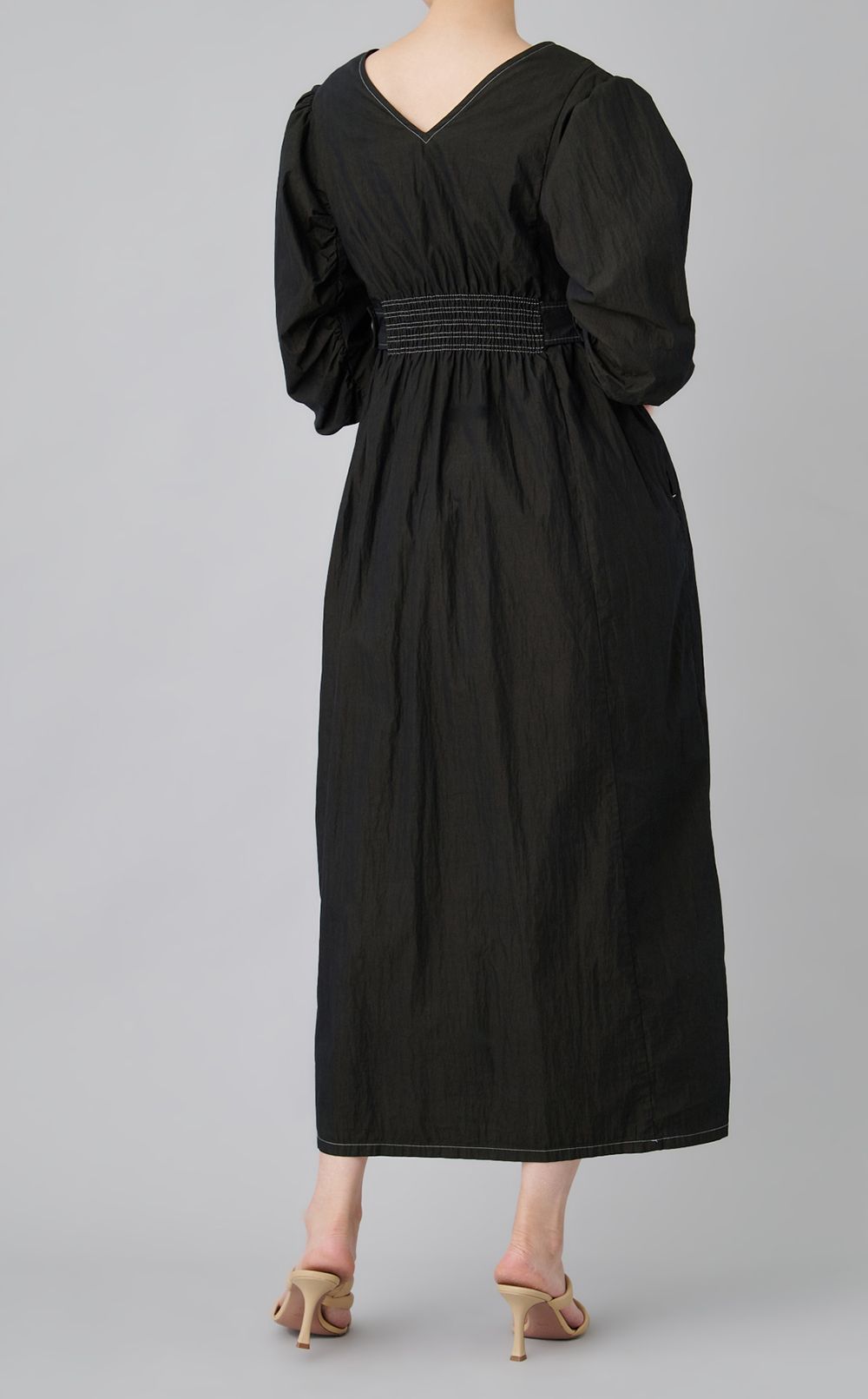 【reADdress】ギャザースリーブボタンベルトワンピース