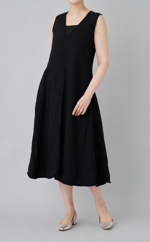 【reADdress】Vネックリネンノースリーブワンピース