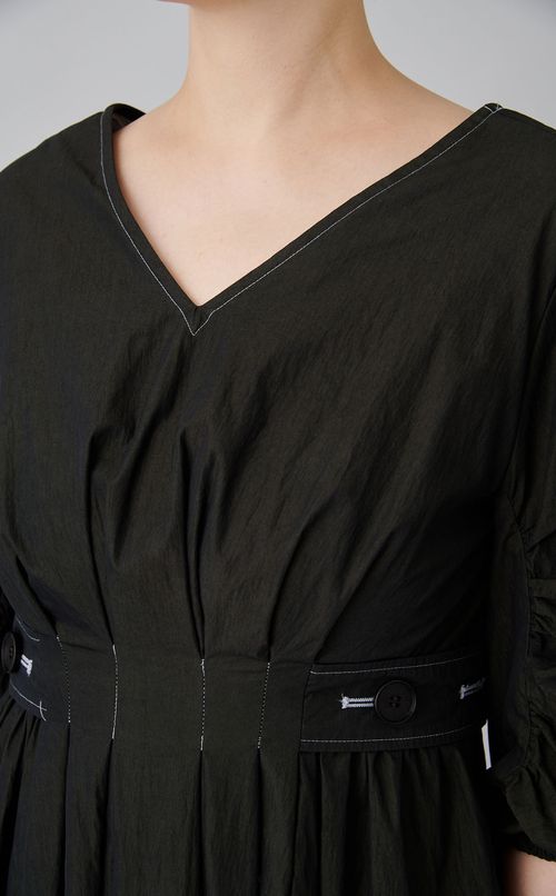 【reADdress】ギャザースリーブボタンベルトワンピース