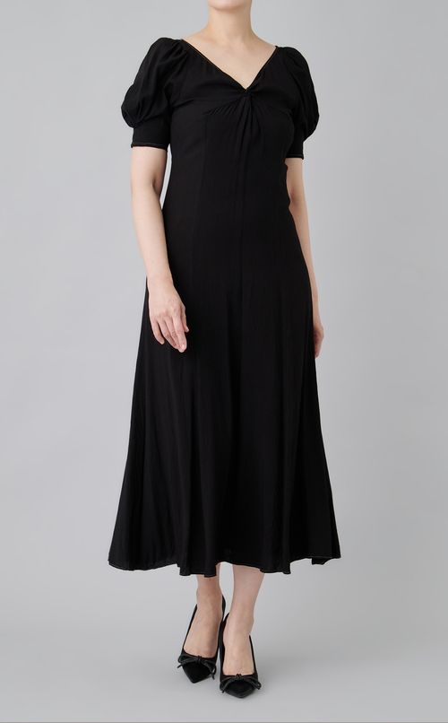 【reADdress】ラインフラワースリーブタックワンピース