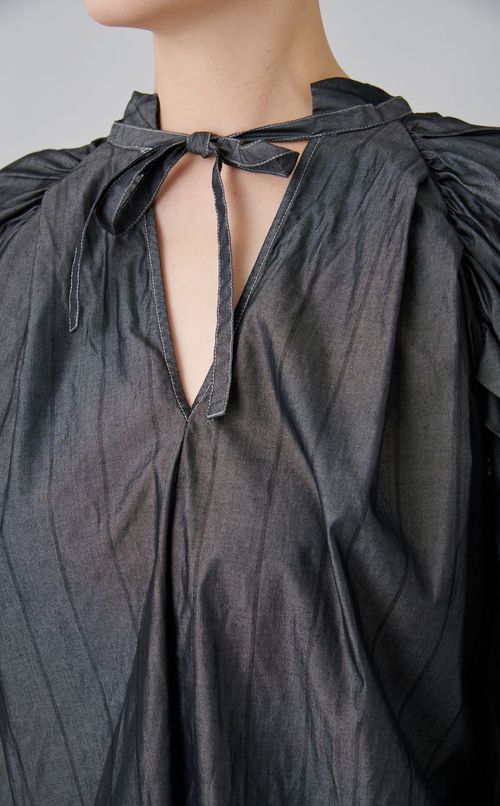 【reADdress】パフスリーブストライプブラウス