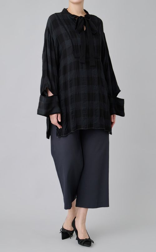 【reADdress】ジャガードチェックロングブラウス