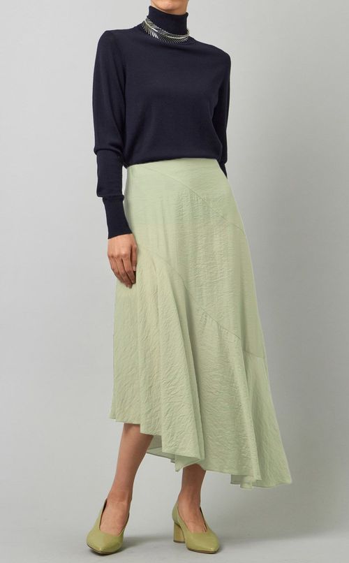 アシンメトリーサテンスカート