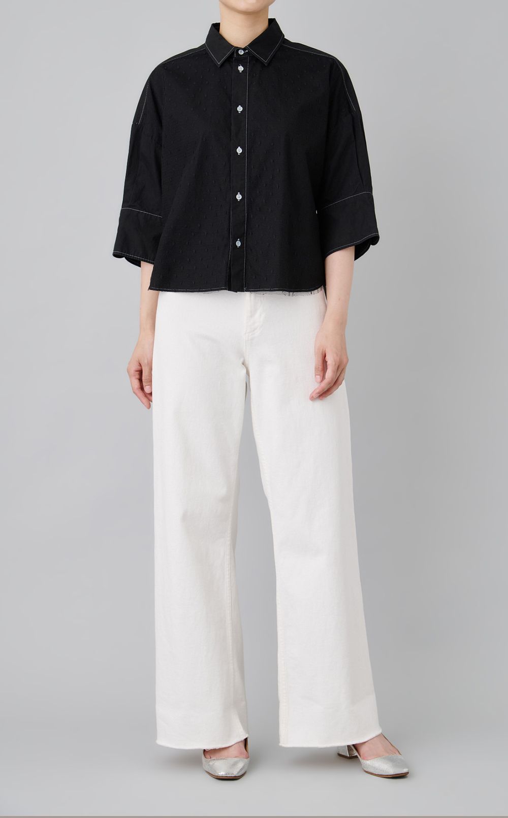 【reADdress】コットンポプリンレース半袖シャツ