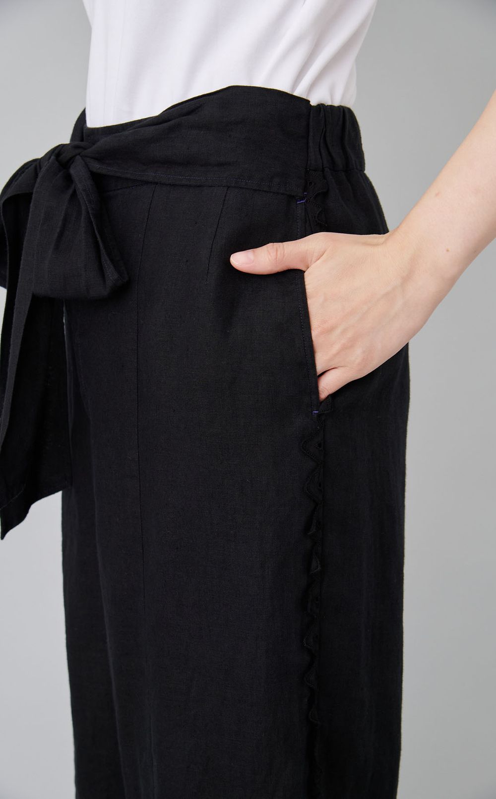 【reADdress】サイドトリムリネンパンツ