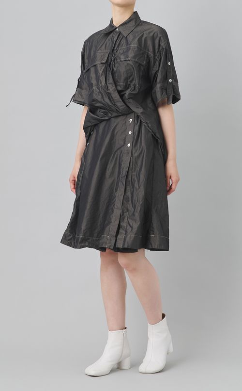 【reADdress】ドレープショートスリーブシャツワンピース