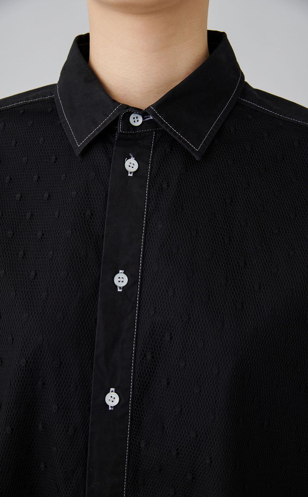 【reADdress】コットンポプリンレース半袖シャツ