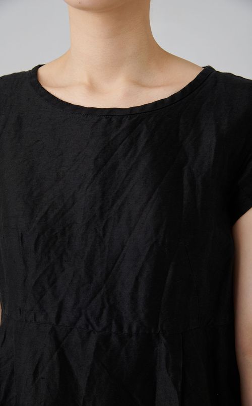 【reADdress】リネン混クルーネックワンピース