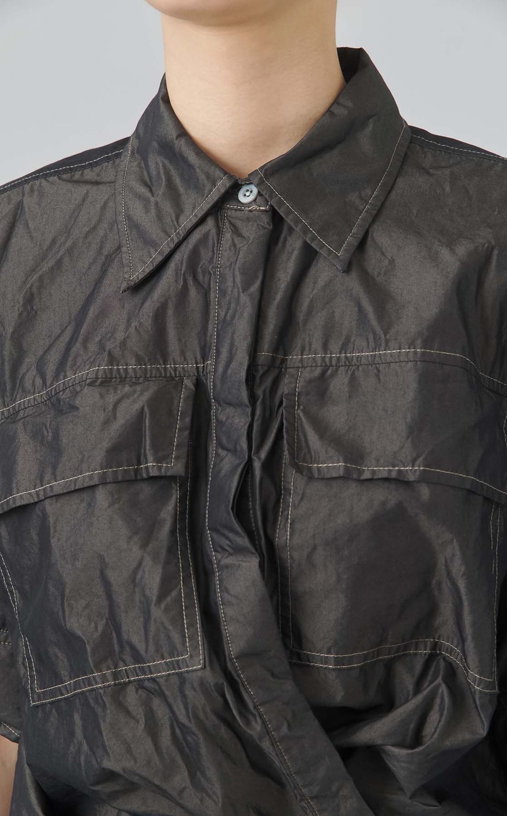 【reADdress】ドレープショートスリーブシャツワンピース