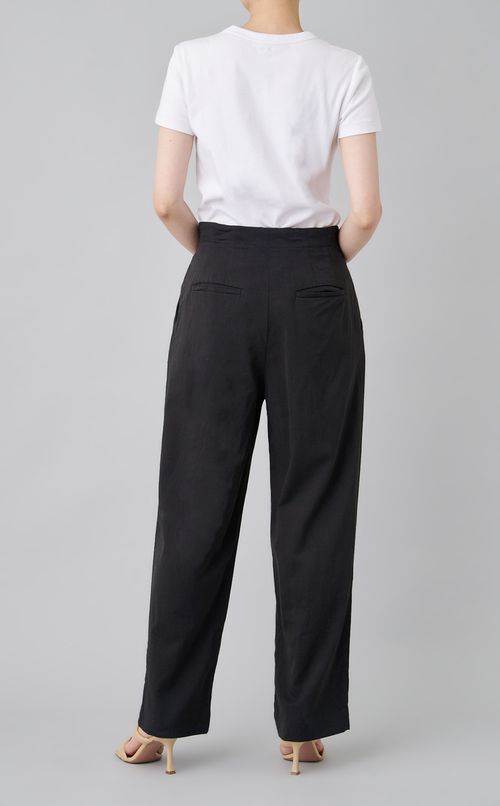 【reADdress】ウール混ストレッチ裾絞りパンツ