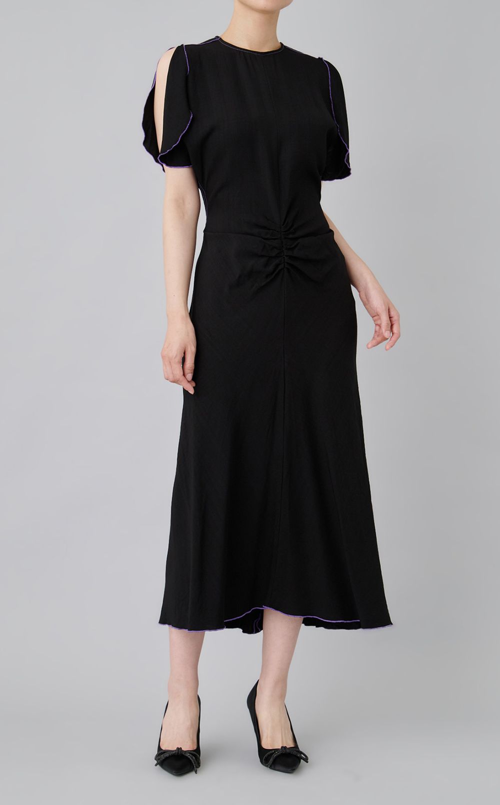 【reADdress】ギャザーウエストミディワンピース