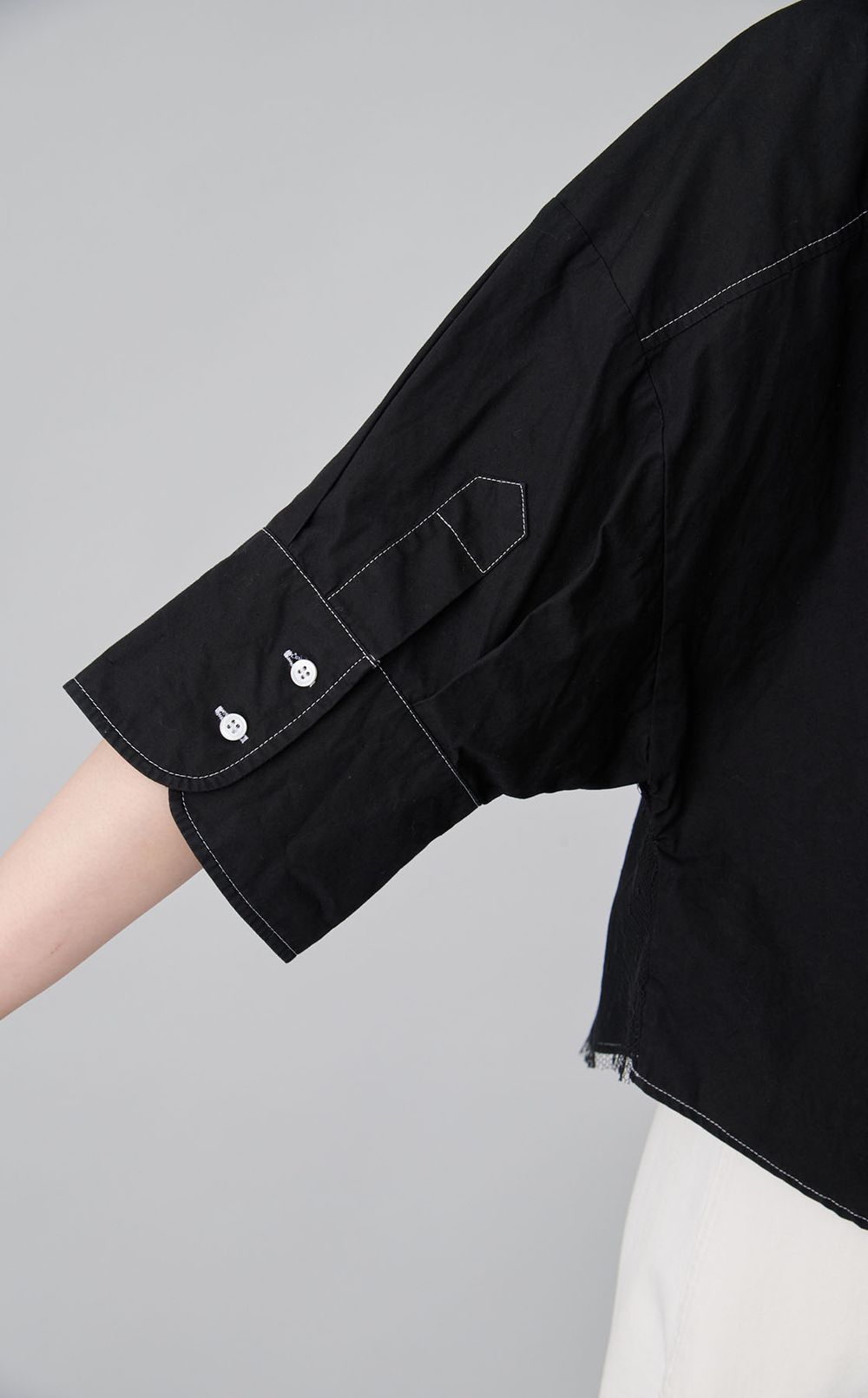 【reADdress】コットンポプリンレース半袖シャツ