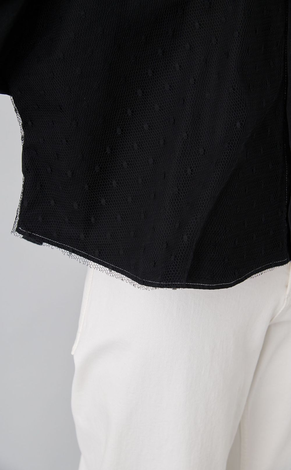 【reADdress】コットンポプリンレース半袖シャツ