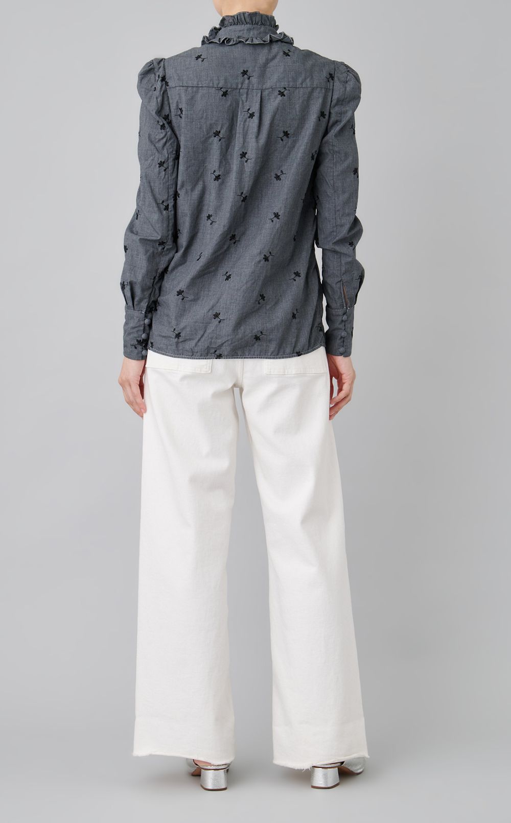 【reADdress】フラワープリントフリルデザインシャツ