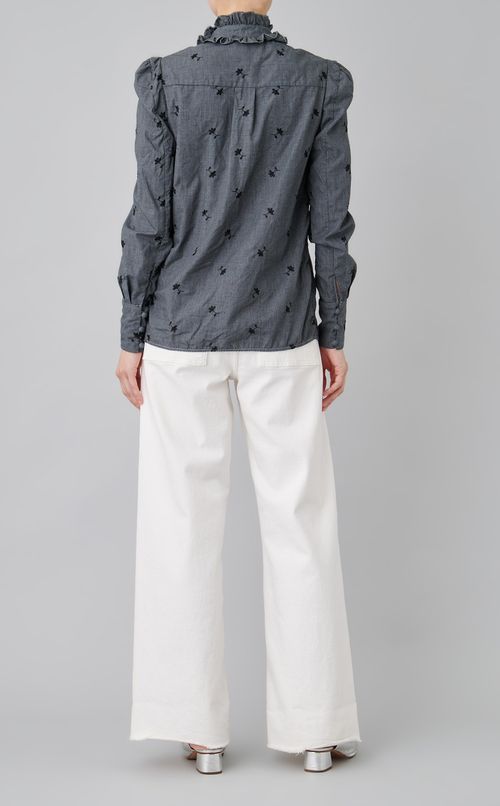 【reADdress】フラワープリントフリルデザインシャツ