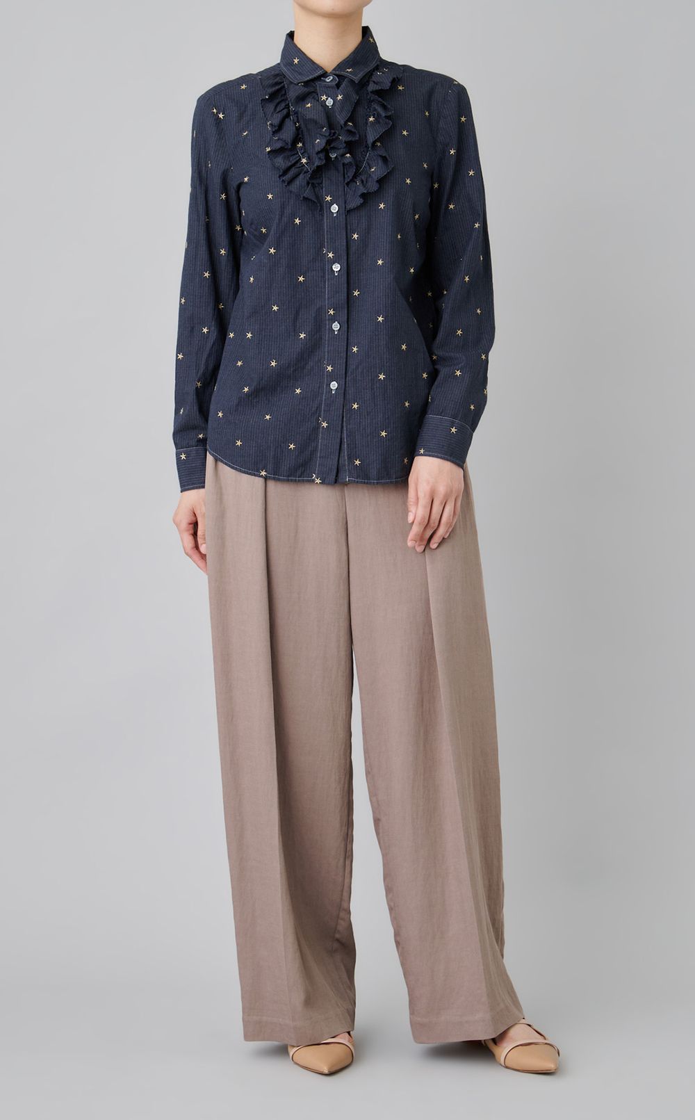 【reADdress】フロントフリルストライプシャツ