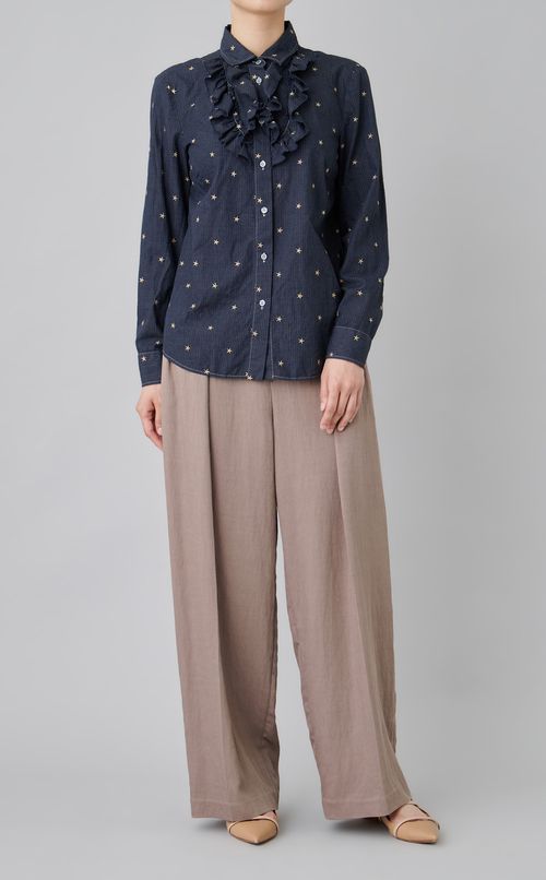 【reADdress】フロントフリルストライプシャツ