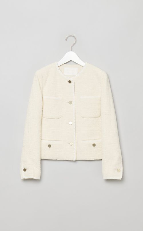 コットンツイードノーカラージャケット