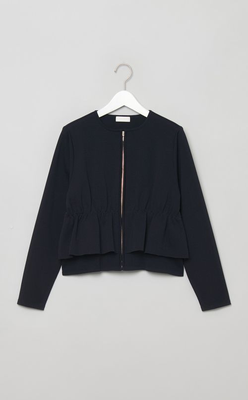 ミラノリブペプラムニットジャケット