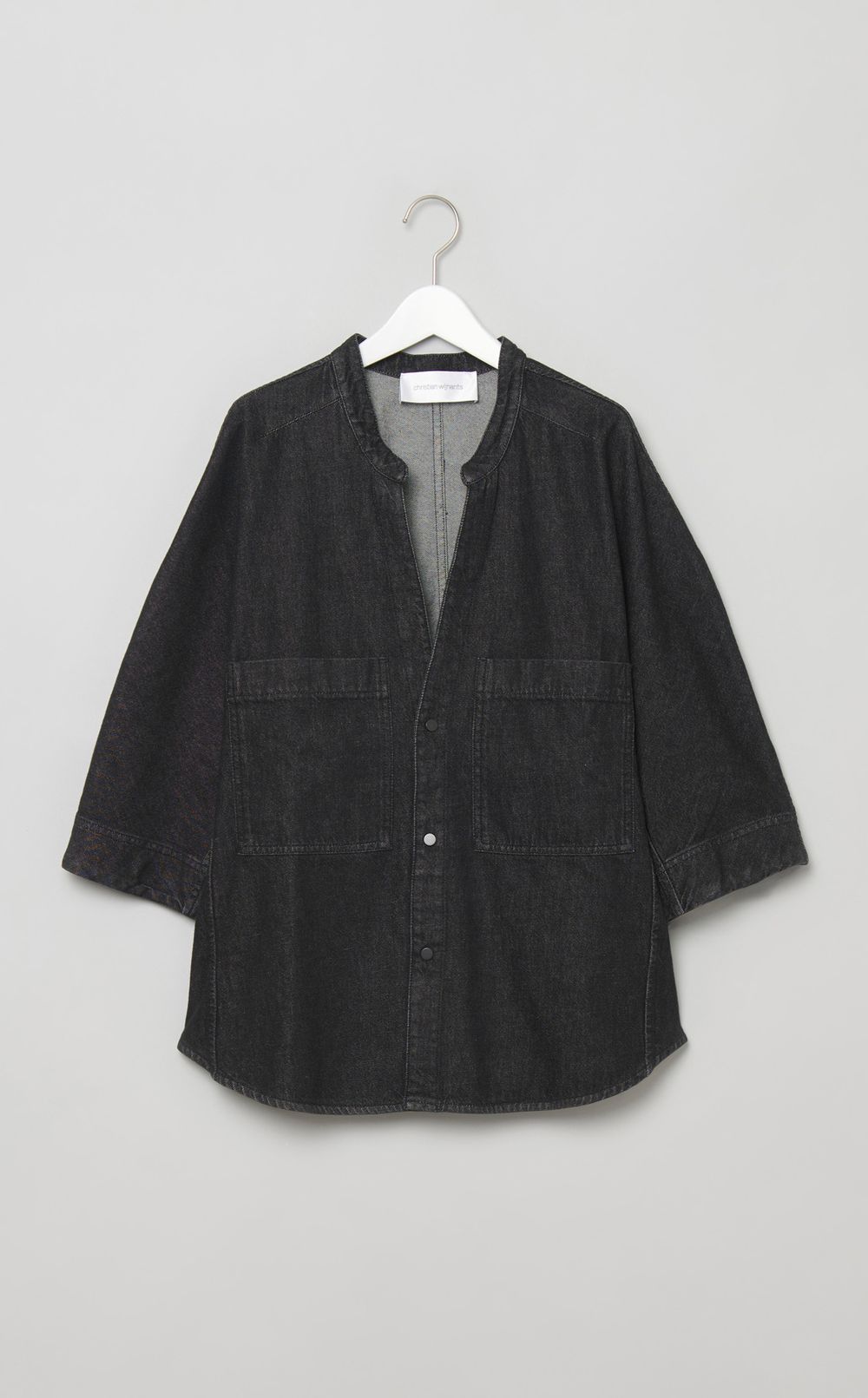 デニムノーカラーシャツジャケット