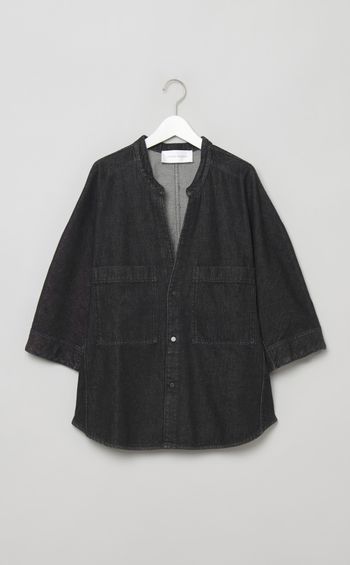 デニムノーカラーシャツジャケット