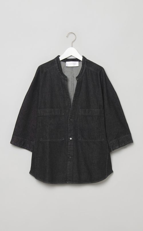デニムノーカラーシャツジャケット