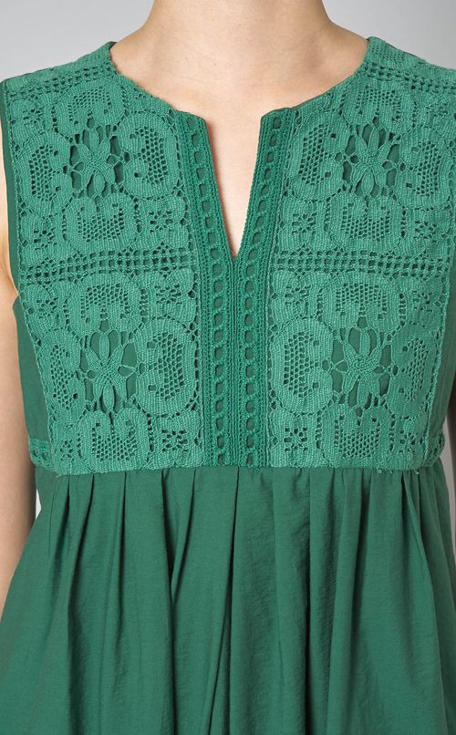 エンブロイダリーギャザーロングワンピース