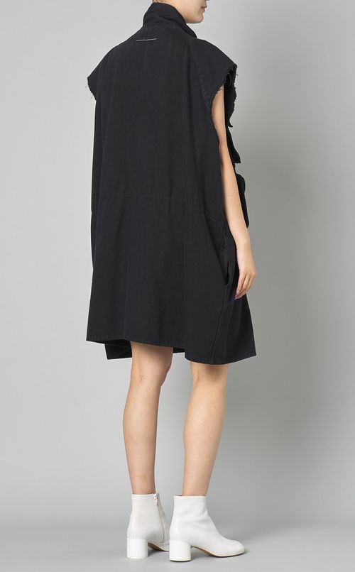 コットンフロントポケッ卜ジレワンピース