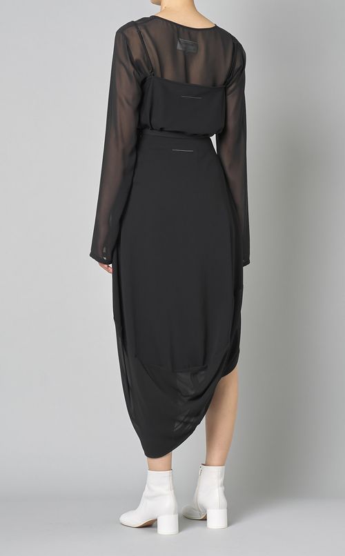 シアーアシンメトリーミディスカート