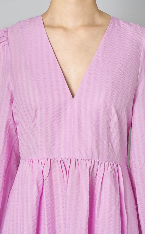 トーンストライプVネックワンピース