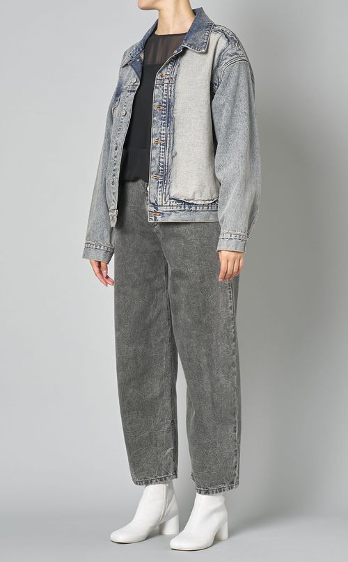 ウォッシュド切替デニムブルゾン