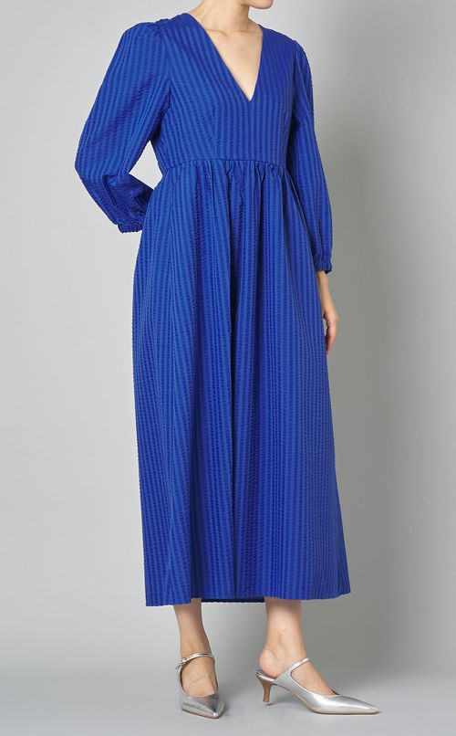 トーンストライプVネックワンピース