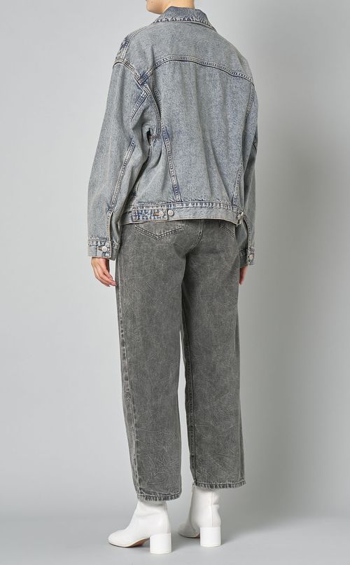 ウォッシュド切替デニムブルゾン