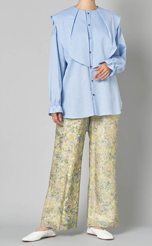 コットンビッグカラースカーフブラウス