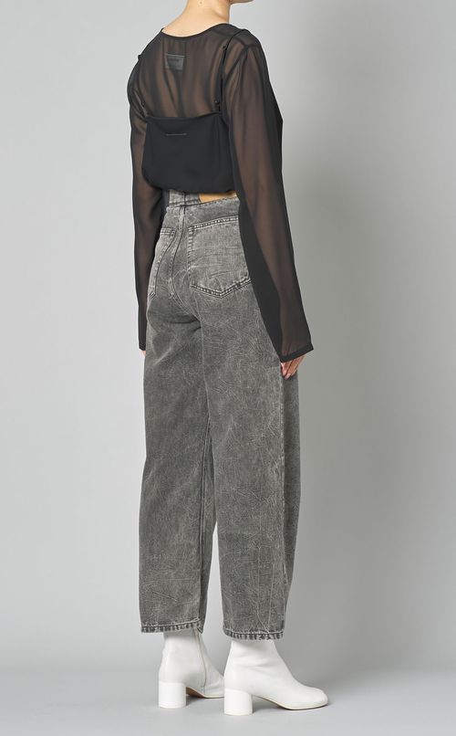 ボタンフライブラックデニムパンツ