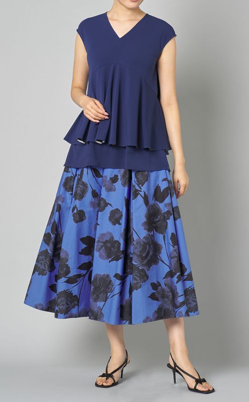 Vネックポンチペプラムブラウス