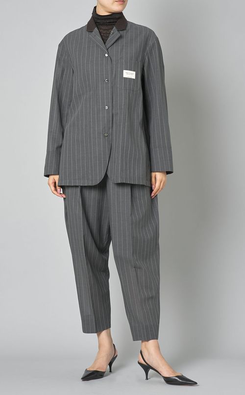 ピンストライプ3タックワイドパンツ