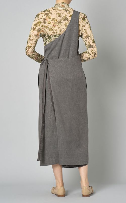 ウールリネンツイードエプロンワンピース