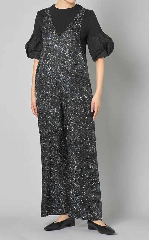 ぼかし柄プリントキュプラオールインワン