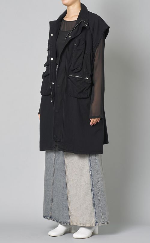 ウォッシュドデニム切替ロングスカート