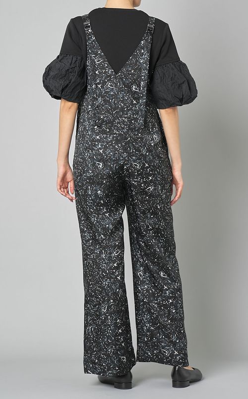 ぼかし柄プリントキュプラオールインワン