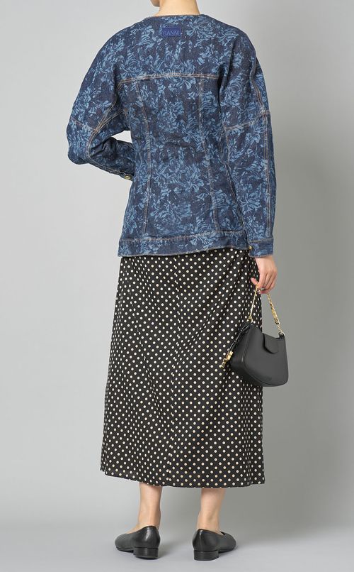 Vネックフラワーデニムブルゾン