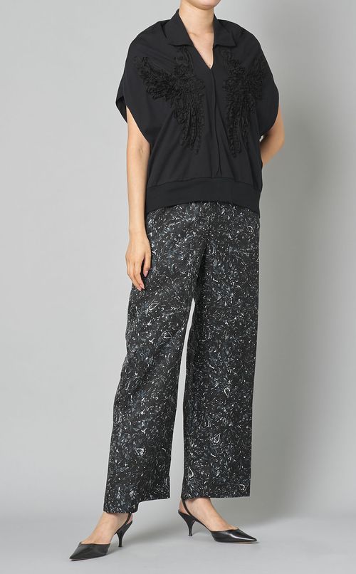 ぼかし柄プリントキュプラオールインワン