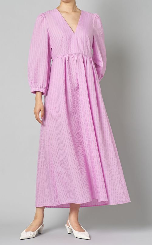 トーンストライプVネックワンピース