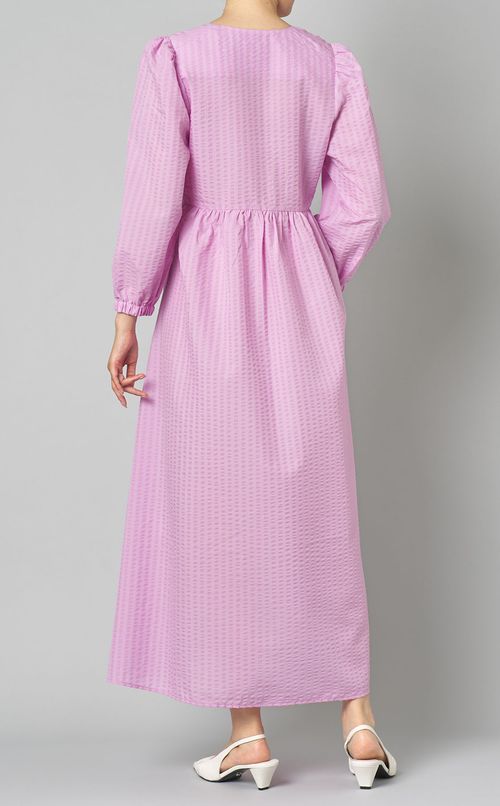 トーンストライプVネックワンピース