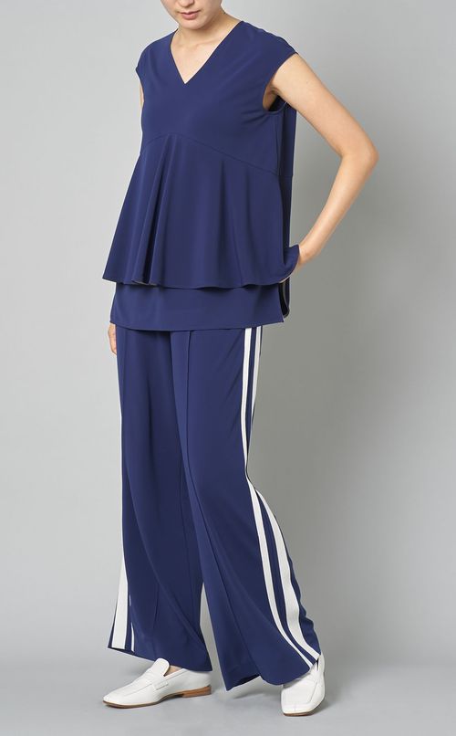 Vネックポンチペプラムブラウス