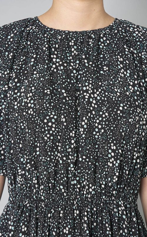 ドットプリントフリルワンピース