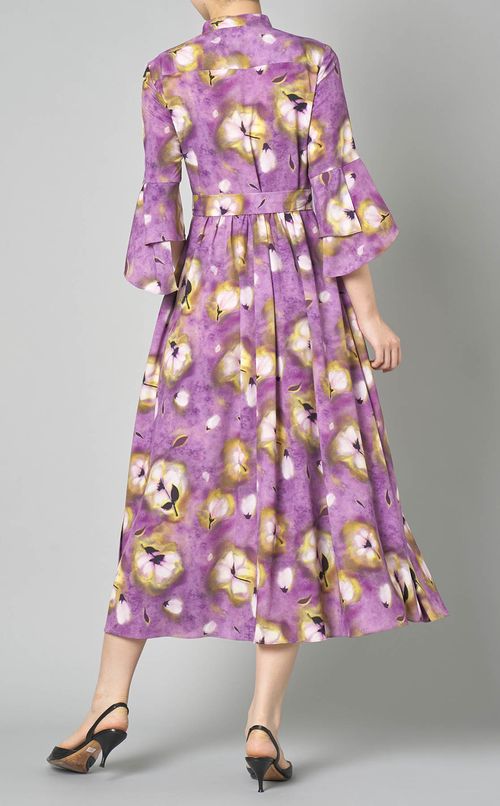 フラワープリントベルテッドワンピース