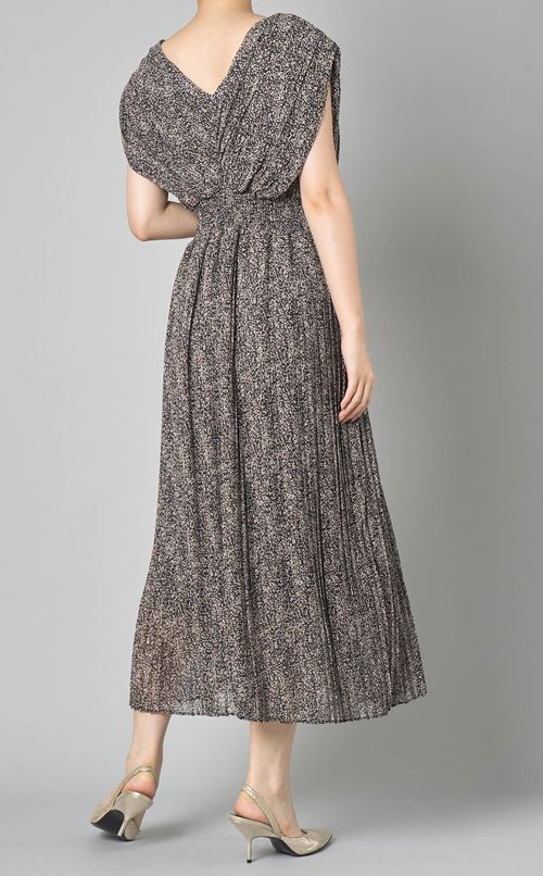 プリントプリーツワンピース