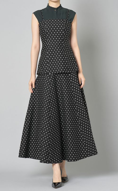 ハイウェストドットフレアスカート